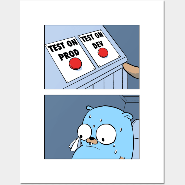 Golang Gopher Two Buttons Wall Art by clgtart